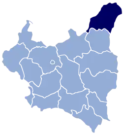Mapa da divisão administrativa da Polônia (1925-1939) mostrando a localização da voivodia de Wilno (em vermelho).