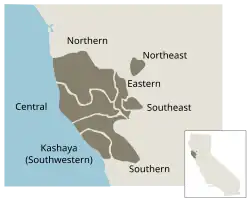 Sete línguas Pomoanas na Califórnia antes dos contatos com europeus