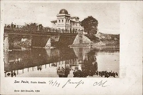 A Ponte Grande e Observatório Astronômico em postal circulado em 1899 – Série Sud Amérika – Ver. Albert.