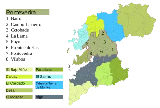 Localização da Comarca de Ponte Vedra na província de Ponte Vedra