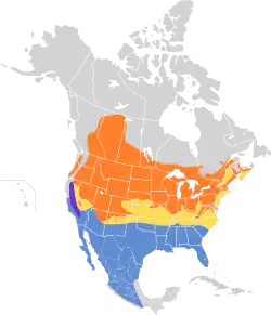Área de distribuição Reprodução Migração Ano todo Não reprodução