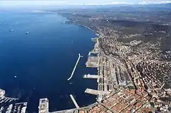 Vista panorâmica do porto de Trieste