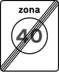 G8 — Fim de zona de velocidade limitada (a 40 km/h): indicação de que terminou a limitação de velocidade imposta pelo sinal G4