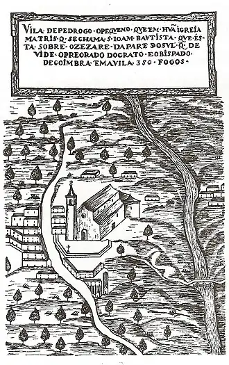 Pedrógão Pequeno em 1618. Gravura de Pedro Tinoco.