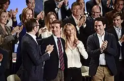 Casado ao lado de correligionários em evento do PP, em março