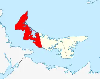 Localização do condado na Ilha do Príncipe Eduardo