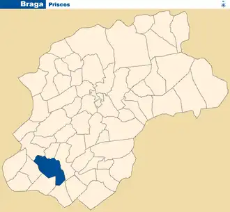 Localização no município de Braga
