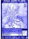 Programa Maestro del Metro (1985). A direita do mapa está o projeto da futura Linha A, alcançando Los Reyes.