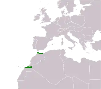 Localização de Protetorado Espanhol em Marrocos