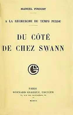 Capa da primeira edição de Du côté de chez Swann, de 1913.