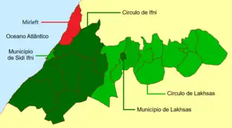 Localização da comuna de Mirleft, dentro da província.