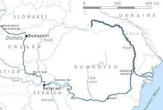 Mapa do traçado do rio Prut