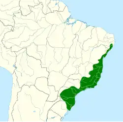 Distribuição do gavião-pombo-grande no Brasil