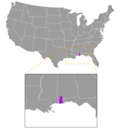 Área de ocorrência de Pseudemys alabamensis[3]