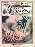 Foi ao encontro de John Kelly (Hugh McLaughlin, o "chefe" político do Brooklyn, Nova York) sendo depositado no "Hades", capa de 9 de novembro de 1881.