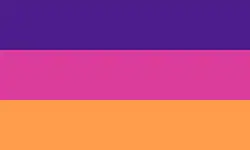 Variante de três cores, roxo, rosa e laranja[33][34]
