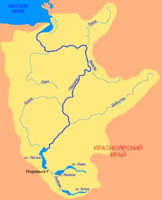 Mapa da bacia do Pyasina