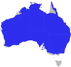 Distribuição geográfica do gênero Pygopus na Australia