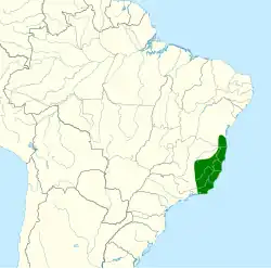 Distribuição da tiriba-de-orelha-branca no Brasil