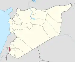 Map of Syria with Quneitra highlighted.