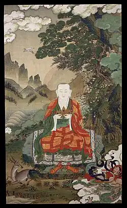 Pintura "thangka" tibetana de Ráula, o filho de Buda (século XVI).