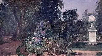 "Versailles, le jardin du Roi" de Raimundo de Madrazo y Garreta, 1914–1920, óleo sobre tela, 17x30cm, Musée Lambinet.
