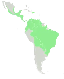Distribuição da espécie na América.