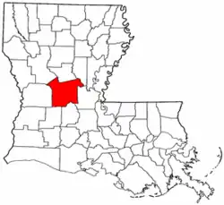 Localização da paróquia no Estado de Louisiana
