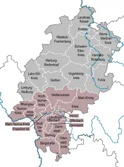 Localização no estado de Hessen