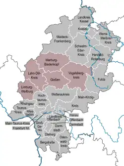 Localização no estado de Hessen