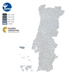Votação do PPM por concelho.
