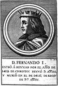 Fernando I de Aragão usando uma Coroa aberta