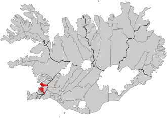 Localização de Reiquiavique na Islândia.