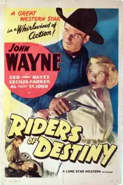 Cartaz de Riders of Destiny, primeiro filme de John Wayne na Monogram
