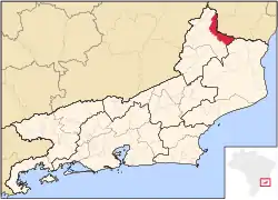 Localização de Bom Jesus do Itabapoana no Rio de Janeiro