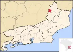 Localização de Laje do Muriaé no Rio de Janeiro