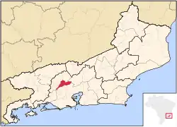 Localização de Miguel Pereira no Rio de Janeiro