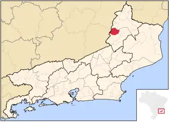 Localização de Miracema no Rio de Janeiro