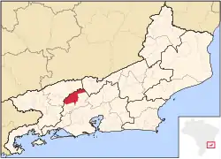 Localização de Vassouras no Rio de Janeiro