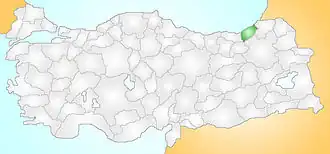 Localização de Çamlıhemşin na Turquia