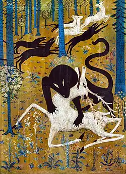 Robert Winthrop Chanler, Leopard and Deer, 1912, guache ou têmpera sobre tela, montado sobre madeira, 194,3 × 133,4&nbsp;cm, Coleção Rokeby