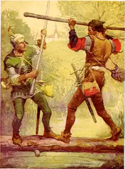 Robin Hood e João Pequeno. Ilustração por Louis Rhead