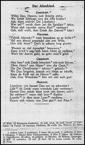 Die Abschied ('o adeus'), poesia de Peter Joseph Rottmann, escrita na Alemanha, em 1840.