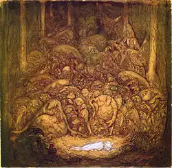 Root trolls, 1917, desenho a caneta e lavagem