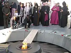 Catholicos Karekin II and Archbishop Rowan Williams during a memorial ceremony