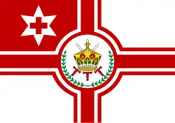 Descrição vexilológica Estandarte Real de Tonga (1862–1875), semelhante à Reichskriegsflagge