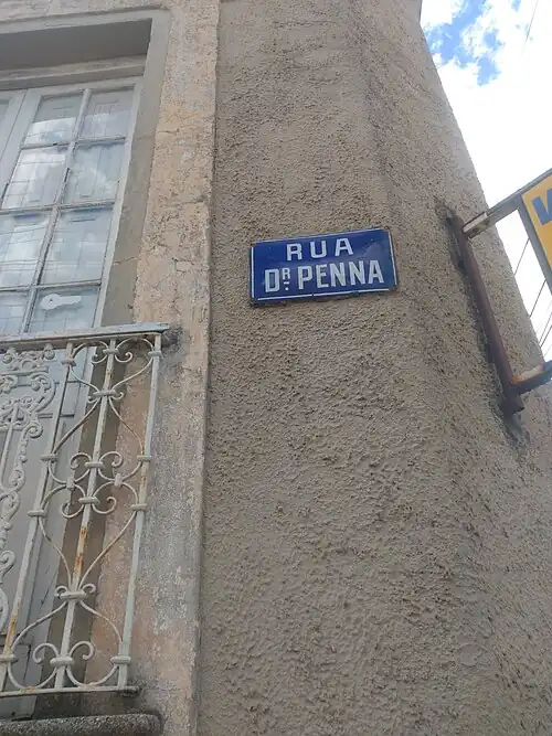 Placa antiga da rua Dr. Pena (na grafia atual, escreve-se "Pena")