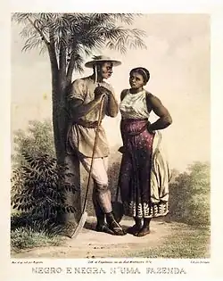 Johann Moritz Rugendas. Negro e Negra N'uma Fazenda, 1835. Acervo Artístico-Cultural dos Palácios do Governo do Estado de São Paulo.