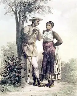 Negro e negra em uma fazenda
