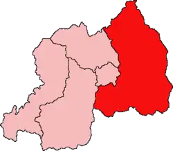 Localização da Província do Leste em Ruanda
